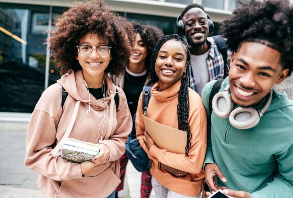 Excited teens potentially experiencing anxiety.